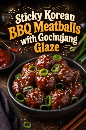 Sticky Korean BBQ Meatballs with Gochujang Glaze