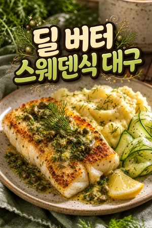 딜·케이퍼 버터를 얹은 팬시어링 스웨디시 대구와 크리미 으깬 감자 — 간단하고 고급스러운 점심 레시피