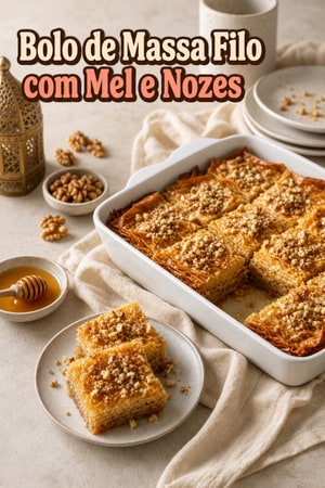 Bolo de Massa Filo com Mel e Frutos Secos