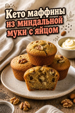 Кето маффины из миндальной муки с яйцом и чиа — протеиновые