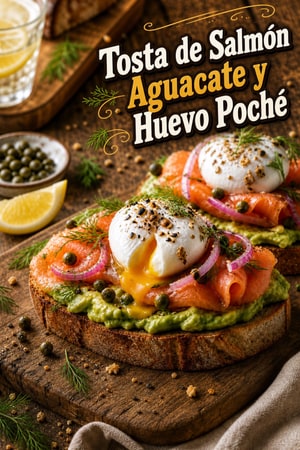 Tosta de Brunch con Salmón Ahumado, Aguacate y Huevo Poché