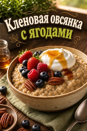 Овсянка в медленноварке с кленовым сиропом, ягодами и орехами