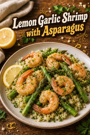 Zesty Lemon Garlic Shrimp with Asparagus and Cauliflower Rice