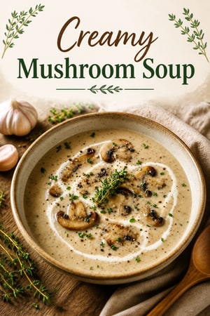 Creamy Mushroom Soup with Thyme and Garlic