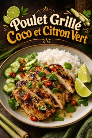 Poulet Grillé au Lait de Coco, Citron Vert et Citronnelle