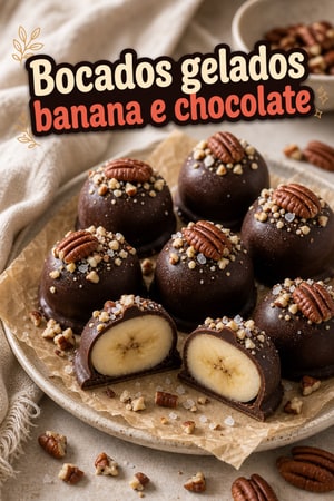 Bocados Gelados de Banana com Chocolate e Flor de Sal Crocante