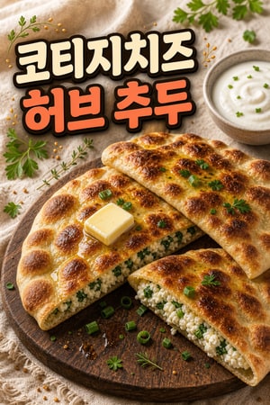 허브 가득 코티지치즈 추두(Chudu) — 황금빛 겉면과 크리미 속, 나누기 좋은 점심 레시피