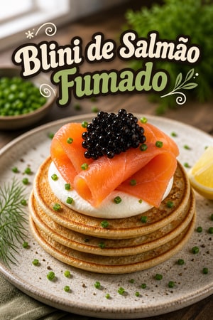 Blini de Salmão Fumado, Crème Fraîche e Caviar — Aperitivo