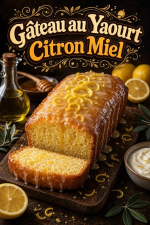 Gâteau au yaourt grec citron & miel, glaçage huile d'olive