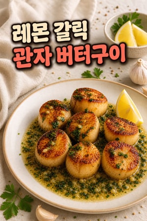레몬 갈릭 허브 버터를 곁들인 관자 버터구이 레시피