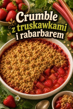 Klasyczny crumble z truskawkami i rabarbarem pod kruszonką