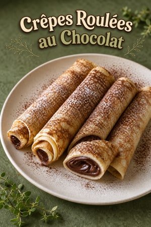 Crêpes Roulées au Chocolat avec Ganache et Cacao
