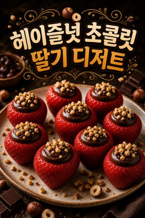 고소한 헤이즐넛 크런치를 곁들인 고급스러운 초콜릿 스터프 딸기 레시피
