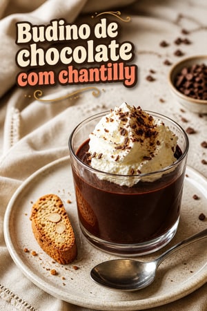 Budino de chocolate com chantilly macio
