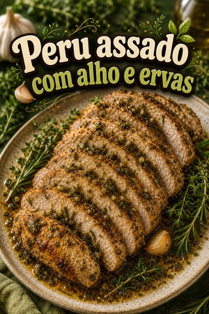 Peito de Peru Assado com Alho e Ervas Aromáticas