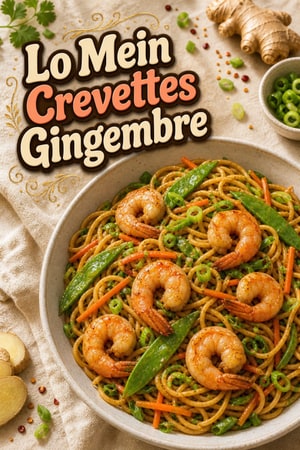 Lo Mein aux Crevettes, Gingembre et Petits Légumes