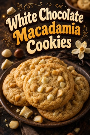 White Chocolate Macadamia Nut Cookies with Vanilla