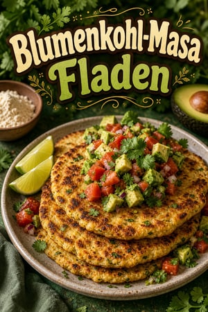 Knusprige Low-Carb Blumenkohl-Masa-Fladen mit Avocado-Salsa