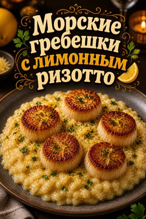 Морские гребешки с нежным лимонно-сливочным ризотто