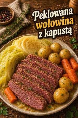 Peklowana wołowina z wolnowaru z kapustą i ziemniakami