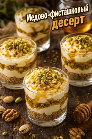 Кремовые десерты с медом и фисташками