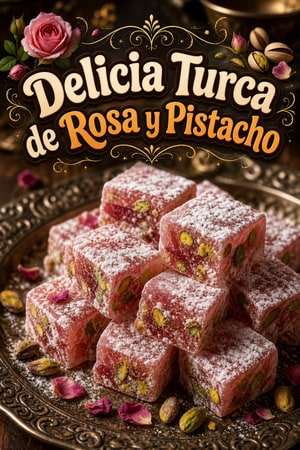 Delicia Turca Tradicional de Rosas y Pistachos (Lokum)