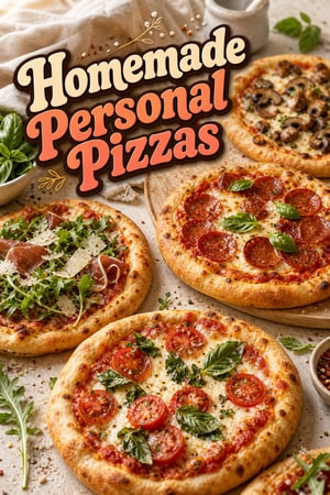 Family-Style Homemade Personal Pizzas with Fresh Toppings