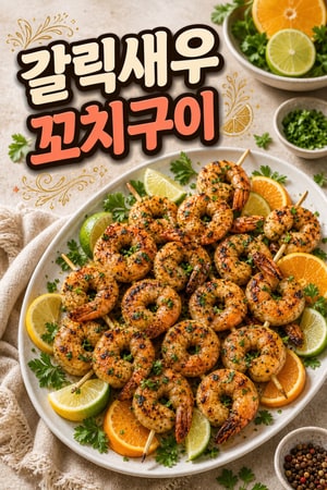 상큼한 시트러스 갈릭 새우 꼬치 구이: 입안 가득 퍼지는 지중해의 풍미