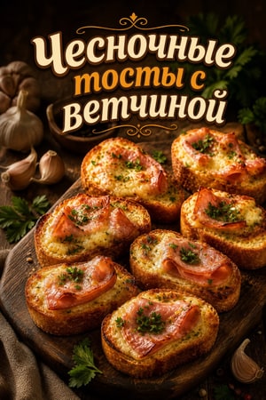Чесночные тосты с ветчиной