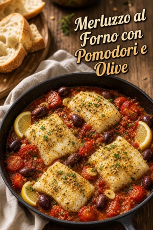 Merluzzo al Forno con Pomodori e Olive