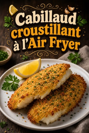 Cabillaud croustillant à l'Air Fryer, croûte citron-ail