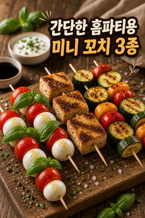 간단한 홈파티용 미니 꼬치 3종 레시피: 카프레제·레몬갈릭·구운야채