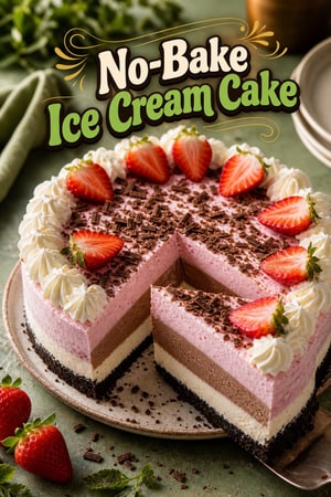 No-Bake Ice Cream Cake with Chocolate Cookie Crust