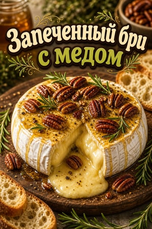 Запеченный сыр бри с медом, орехами пекан и розмарином