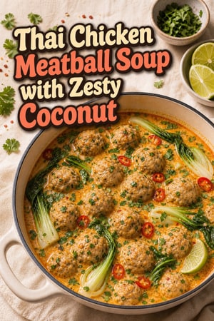 Thai Chicken Meatball Soup with Zesty Coconut Broth