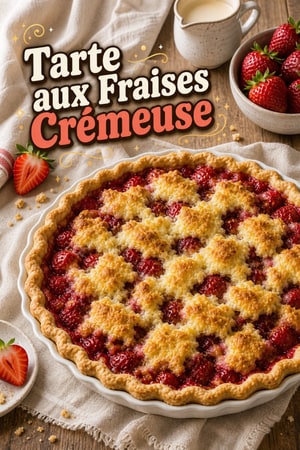 Tarte aux Fraises Facile avec Crème Versée et Pâte Beurrée