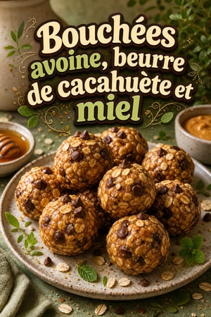 Bouchées avoine, beurre de cacahuète et miel sans cuisson
