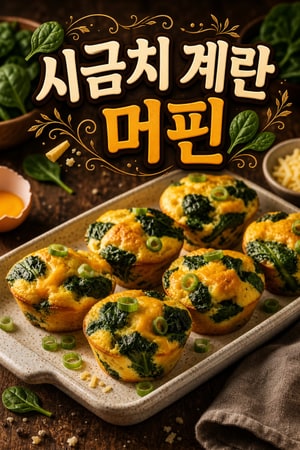 집에서 간편하게 만드는 바쁜 아침용 리보플라빈 풍부한 시금치 계란 머핀 레시피 — 치즈 듬뿍 포만감 좋은