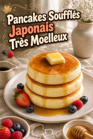 Pancakes Japonais Soufflés Ultra Moelleux au Sirop d'Érable