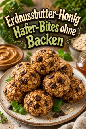 Erdnussbutter-Honig Hafer-Bites ohne Backen