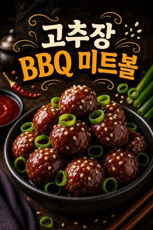 고추장 글레이즈를 곁들인 쫀득한 한국식 BBQ 미트볼 레시피