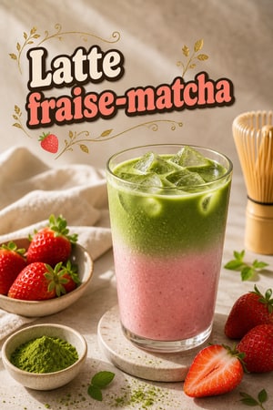 Latte fraise-matcha : délice crémeux chaud ou glacé