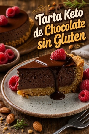Tarta de queso de chocolate keto sin gluten, decadente