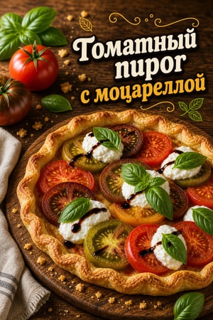 Итальянский столовый пирог с томатами и моцареллой