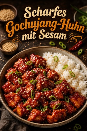 Scharfes Gochujang-Huhn mit Sesam und Frühlingszwiebeln