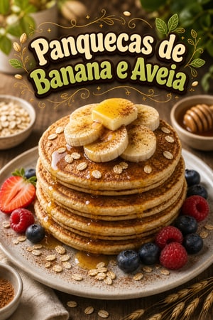 Panquecas de Aveia e Banana Fofas com Mel e Canela