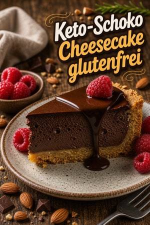 Üppiger Keto-Schokoladen-Cheesecake, glutenfrei mit Mandeln