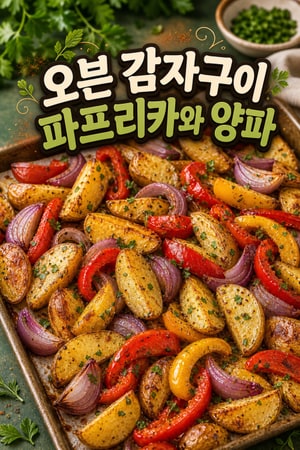 오븐에 구운 감자 파프리카 양파 구이: 겉바속촉 한 판 요리