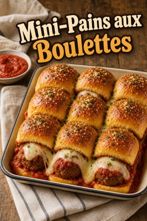 Petits Pains Garnis aux Boulettes de Viande, Sauce Marinara et Fromage Fondant