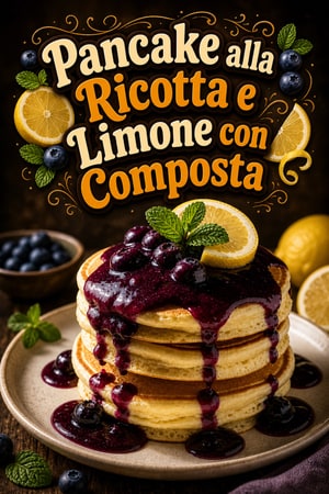Pancake alla Ricotta e Limone con Composta di Mirtilli Freschi